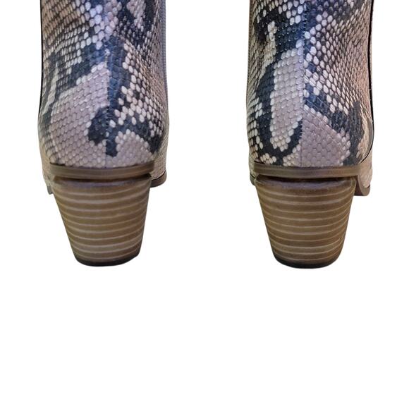 Vince Camuto Grasem Snakeskin Western Boots Pointed Toe Tan Gray 7M Boho NWT - Picture 8 of 13